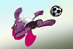 Size: 934x634 | Tagged: safe, artist:xbi, derpibooru exclusive, tempest shadow, pony, my little pony: the movie, action pose, flexible, football, solo, sports