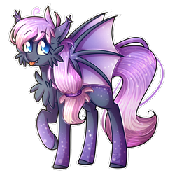 Size: 700x700 | Tagged: safe, artist:soundwavepie, oc, oc only, oc:pastel night, bat pony, pony, art trade, bat pony oc, solo