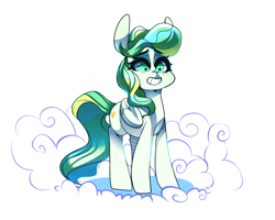 Size: 3253x2601 | Tagged: safe, artist:sourspot, vapor trail, pegasus, pony, cloud, female, grin, mare, simple background, smiling, solo