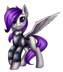 Size: 1688x1928 | Tagged: safe, artist:setharu, oc, oc only, oc:morning glory (project horizons), pegasus, pony, fallout equestria, armor, female, mare, simple background, solo, transparent background