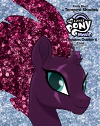 Size: 2000x2500 | Tagged: safe, tempest shadow, pony, my little pony: the movie, broken horn, emily blunt, eye scar, horn, movie poster, my little pony logo, official, poster, pretty, pretty pretty tempest, scar, smiling, solo, tempestebetes, when she smiles