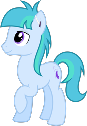 Size: 6400x9273 | Tagged: safe, artist:parclytaxel, oc, oc only, oc:tender thread, earth pony, pony, .svg available, absurd resolution, hearing aid, lidded eyes, male, offspring, parent:coco pommel, parents:canon x oc, raised hoof, simple background, solo, stallion, transparent background, vector