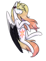 Size: 768x1024 | Tagged: safe, artist:eclipse-senpai, oc, oc only, oc:ember, pegasus, pony, colored wings, female, mare, multicolored wings, simple background, solo, transparent background