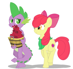 Size: 1365x1292 | Tagged: safe, artist:dsfranch, apple bloom, spike, dragon, pony, apple, female, food, male, older, older apple bloom, older spike, shipping, spikebloom, straight