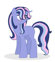 Size: 1024x1153 | Tagged: safe, artist:unoriginai, oc, oc only, pony, unicorn, blank flank, female, magical lesbian spawn, mare, offspring, parent:trixie, parent:twilight sparkle, parents:twixie, simple background, solo, transparent background