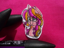 Size: 4896x3672 | Tagged: safe, artist:comet7852, oc, oc only, pony, cardboard cutout, looking at you, magical lesbian spawn, markers, offspring, parent:sci-twi, parent:sunset shimmer, parent:twilight sparkle, parents:scitwishimmer, parents:sunsetsparkle, traditional art