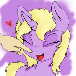 Size: 1500x1500 | Tagged: safe, artist:maximus, oc, oc only, oc:drawing heart/alcestis, human, pony, unicorn, boop, cute, eyes closed, female, finger, hand, happy, heart, mare, ocbetes