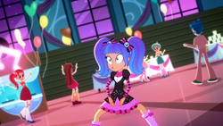 Size: 1920x1080 | Tagged: safe, screencap, pixel pizazz, rose heart, tennis match, thunderbass, velvet sky, a photo booth story, eqg summertime shorts, equestria girls, background human, dancing, fall formal outfits, meme origin, party in the comments, pixel pizazz's haka