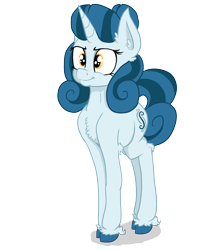 Size: 1606x1842 | Tagged: safe, artist:paskanaakka, derpibooru exclusive, oc, oc only, oc:cerulean swirls, pony, unicorn, chest fluff, colored hooves, ear fluff, eyeshadow, female, leg fluff, makeup, mare, simple background, smiling, smirk, solo, transparent background