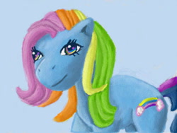 Size: 640x480 | Tagged: safe, artist:quacksquared, rainbow dash (g3), pony, g3, simple background, solo