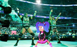 Size: 1275x779 | Tagged: safe, edit, pixel pizazz, a photo booth story, eqg summertime shorts, equestria girls, d-generation x, pixel pizazz's haka, shawn michaels, sports, triple h, wrestling, wwe, wwf