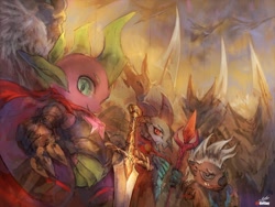 Size: 1200x900 | Tagged: safe, artist:girlsay, dragon lord ember, grubber, princess ember, spike, dragon, my little pony: the movie, armor, bloodstone scepter, dragoness, epic, female, looking at you, metal as fuck, patreon, patreon logo, sword, weapon
