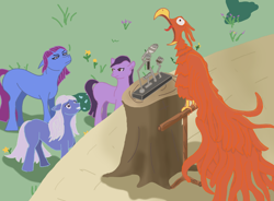 Size: 900x663 | Tagged: safe, artist:spring2life, phoenix, pony, fanart mashup challenge, microphone, press conference