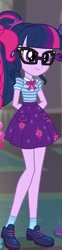 Size: 163x658 | Tagged: safe, screencap, sci-twi, twilight sparkle, better together, equestria girls, school of rock, arm behind back, clothes, cropped, female, glasses, ponytail, shoes, skirt, smiling, socks, solo