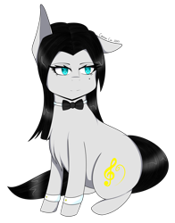 Size: 2482x3173 | Tagged: safe, artist:cannoncar, oc, oc only, oc:klavinova, earth pony, pony, beauty mark, bowtie, chest fluff, chibi, commission, cute, female, mare, simple background, smiling, solo, transparent background