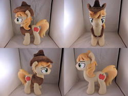 Size: 1597x1199 | Tagged: safe, artist:little-broy-peep, braeburn, pony, clothes, hat, hatless, irl, missing accessory, photo, plushie, solo, vest