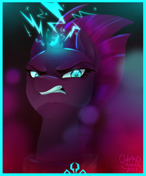 Size: 2243x2701 | Tagged: safe, artist:theodekoyma, tempest shadow, pony, unicorn, my little pony: the movie, angry, broken horn, female, gritted teeth, horn, magic, mare, solo