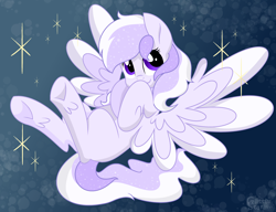 Size: 2860x2192 | Tagged: safe, artist:glitterstar2000, oc, oc only, oc:starstorm slumber, pegasus, pony, female, mare, request, smiling, solo, spread wings, wings