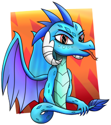 Size: 1660x1872 | Tagged: safe, artist:wellfugzee, derpibooru exclusive, princess ember, dragon, bust, cute, female, looking at you, simple background, solo, tail, tongue out, wings