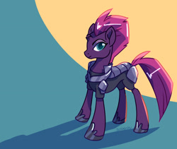 Size: 2933x2471 | Tagged: safe, artist:scragon, tempest shadow, pony, unicorn, my little pony: the movie, armor, broken horn, female, looking at you, mare, pretty pretty tempest, solo, standing