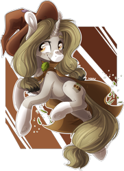 Size: 2277x3140 | Tagged: safe, artist:baldmoose, oc, oc only, oc:minako, pony, cap, hat, leaf, mouth hold, solo