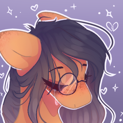 Size: 500x500 | Tagged: safe, artist:skimea, oc, oc only, oc:alleda, pegasus, pony, bust, female, glasses, mare, portrait, solo