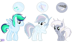 Size: 9193x5337 | Tagged: safe, artist:velveagicsentryyt, oc, oc only, oc:skyburst, oc:violent cloud, oc:violent wind, pegasus, pony, absurd resolution, base used, colt, female, male, mare, offspring, parent:rainbow dash, parent:soarin', parents:soarindash, stallion