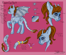 Size: 1200x1015 | Tagged: safe, alternate version, artist:littlewolfstudios, oc, oc only, oc:raven eve'hart, dracony, dragon, hybrid, pony, female, mare, ponytail, reference sheet, tail wrap