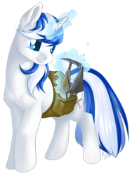 Size: 600x800 | Tagged: safe, artist:varaann, oc, oc only, oc:marry mason, pony, unicorn, female, glowing horn, magic, mare, simple background, solo, telekinesis, transparent background, trowel