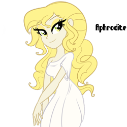 Size: 700x700 | Tagged: safe, artist:wubcakeva, equestria girls, aphrodite, clothes, dress, equestria girls-ified, greek mythology, lidded eyes, smiling, solo