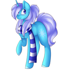 Size: 3000x3000 | Tagged: safe, artist:angelic-shield, oc, oc only, oc:snowflake aura, unicorn, blushing, clothes, cute, gift art, scarf, simple background, solo, transparent background