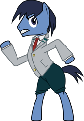 Size: 507x732 | Tagged: safe, artist:blurredthelines, pony, clothes, my hero academia, ponified, quirked pony, school uniform, tenya iida, u.a. high school uniform