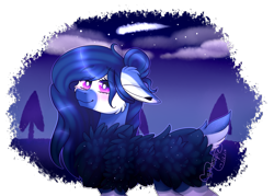 Size: 3937x2821 | Tagged: safe, artist:honeybbear, oc, oc only, oc:fluffy dreams, female, high res, night, sheep pony, solo