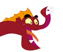 Size: 600x499 | Tagged: safe, artist:queencold, garble, dragon, cuphead, grim matchstick, parody, simple background, solo, teenaged dragon, transparent background