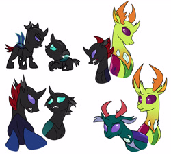 Size: 4797x4331 | Tagged: safe, artist:chub-wub, pharynx, thorax, changedling, changeling, nymph, to change a changeling, absurd resolution, brothers, bust, changedling brothers, cute, duo, fangs, king thorax, male, prince pharynx, simple background, white background