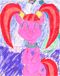 Size: 1163x1462 | Tagged: safe, pacific glow, pony, dancing, eyes closed, pigtails, smiling, solo, traditional art, twintails