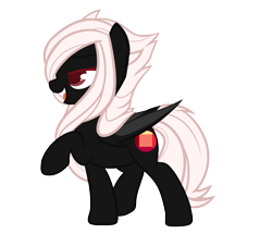 Size: 2321x2000 | Tagged: source needed, safe, artist:kito tyan, oc, oc only, oc:midnight ruby, bat pony, pony, bat pony oc, colored pupils, commission, fangs, long mane, long tail, open mouth, raised hoof, red eyes, simple background, transparent background, wings, ych result