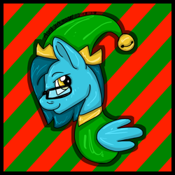 Size: 1024x1024 | Tagged: safe, artist:aurasinchaser, oc, oc only, oc:speed flyer, pony, bust, elf costume, glasses, male, portrait, solo, stallion