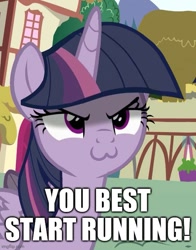 Size: 500x637 | Tagged: safe, derpibooru import, edit, edited screencap, screencap, mean twilight sparkle, twilight sparkle, >:3, caption, cute, image macro, mean twiabetes, text