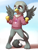 Size: 3000x4000 | Tagged: safe, artist:ohemo, derpibooru import, gabby, griffon, semi-anthro, bipedal, chest fluff, clenched fist, clothes, cute, female, gabbybetes, hoodie, smiling, solo, spread wings, wings