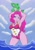 Size: 724x1024 | Tagged: safe, alternate version, artist:brother-tico, derpibooru import, edit, editor:thomasfan45, gummy, pinkie pie, human, equestria girls, armpits, bedroom eyes, breasts, cleavage, clothes, cute, diapinkes, female, geode of sugar bombs, legs, lidded eyes, looking at you, magical geodes, ocean, one-piece swimsuit, sexy, sky, smiling, solo, swimsuit, toy, tricolor swimsuit, water