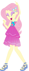 Size: 2705x6448 | Tagged: safe, artist:marcorois, derpibooru import, fluttershy, equestria girls, absurd resolution, clothes, dress, eyes closed, female, open mouth, sandals, simple background, sleeveless, solo, transparent background