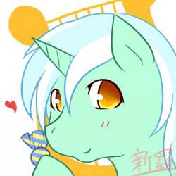 Size: 250x250 | Tagged: safe, artist:dieva4130, artist:diva-c3, derpibooru import, lyra heartstrings, pony, unicorn, avatar, candy, colored pupils, female, floating heart, food, heart, implied lesbian, implied lyrabon, implied shipping, mare, solo