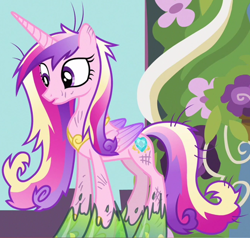 Size: 1214x1157 | Tagged: safe, derpibooru import, screencap, princess cadance, alicorn, pony, a canterlot wedding, changeling slime, cropped, dirty, female, slime, solo, stuck