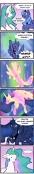 Size: 393x2021 | Tagged: artist needed, safe, derpibooru import, princess celestia, princess luna, alicorn, pony, anime, comic, confused, dialogue, female, magical girl transformation, mare, s1 luna, sailor moon, speech bubble, surprised, transformation