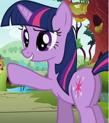 Size: 526x591 | Tagged: safe, derpibooru import, screencap, twilight sparkle, unicorn twilight, pony, unicorn, swarm of the century, butt, cropped, female, mare, plot, raised hoof, solo, twibutt