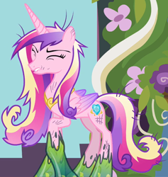 Size: 1494x1573 | Tagged: safe, derpibooru import, screencap, princess cadance, alicorn, pony, a canterlot wedding, changeling slime, cropped, dirty, female, slime, solo, stuck