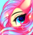 Size: 3000x3100 | Tagged: safe, artist:kriss-studios, derpibooru import, fluttershy, pegasus, pony, bust, ear fluff, female, high res, looking at you, mare, profile, shiny mane, solo, sparkles, starry eyes, stray strand, wingding eyes