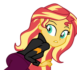 Size: 794x720 | Tagged: safe, artist:gmaplay, derpibooru import, sunset shimmer, equestria girls, friendship games, bunset shimmer, butt, rear, simple background, solo, transparent background