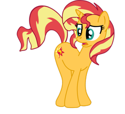 Size: 815x744 | Tagged: safe, artist:gmaplay, derpibooru import, sunset shimmer, pony, unicorn, ass up, bunset shimmer, butt, looking back, plot, simple background, solo, transparent background